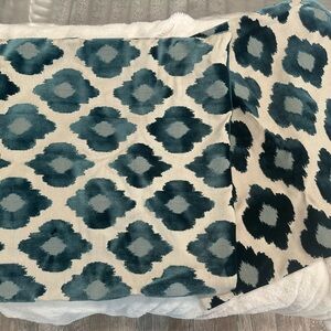 23x23 Teal and Cream Abstract Fabric Throw Pillow Cases